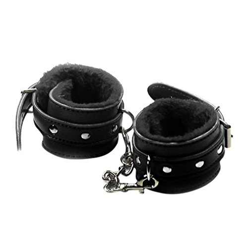 Restraints Toy,BESSKY Adjustable Plush PU Leather Slave Wrist & Ankle Handcuffs Hand (Black)