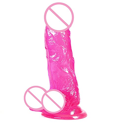 Owill Superior Soft Jelly Realistic Dildo Crystal Penis Strong Suction Cup Dildo Cock Strapon For Woman (Hot Pink)