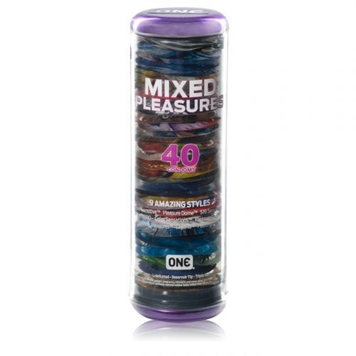 One® Mixed Pleasures 40 Exotic Condoms 8 Amazing Styles with Pocket Travel Container