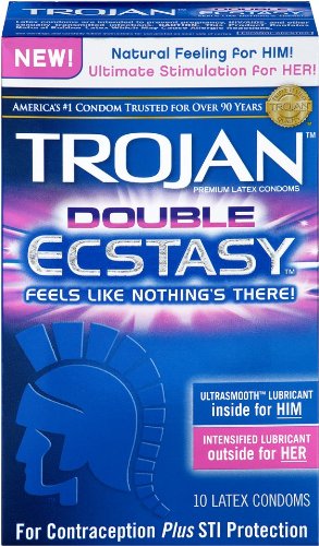 Trojan Double Ecstasy Lubricated Condoms, 10 Count