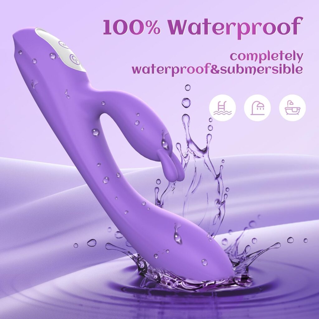 G Spot Rabbit Vibrator with Heating Function and Bunny Ears for Clitoris G-spot Stimulation,Waterproof Dildo with 9 Powerful Vibrations Dual Motor Stimulator for Women or Couple Fun