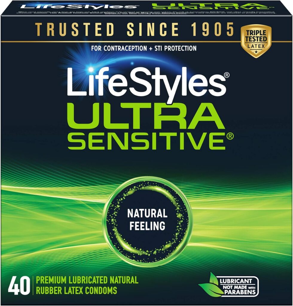 LifeStyles Ultra Sensitive Natural Feeling Lubricated Latex Condoms, 40 Count