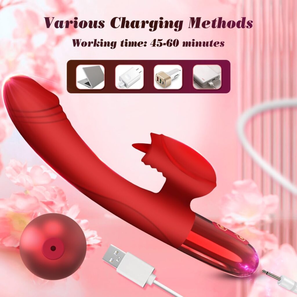 Rabbit Vibrator Dildo for Women Vaginal Health , G Spot with Tongue Licking 10 Vibration Realistic Anal Vibrating Clitoral Clit G Stimulation , Heated Adult Sex Toys