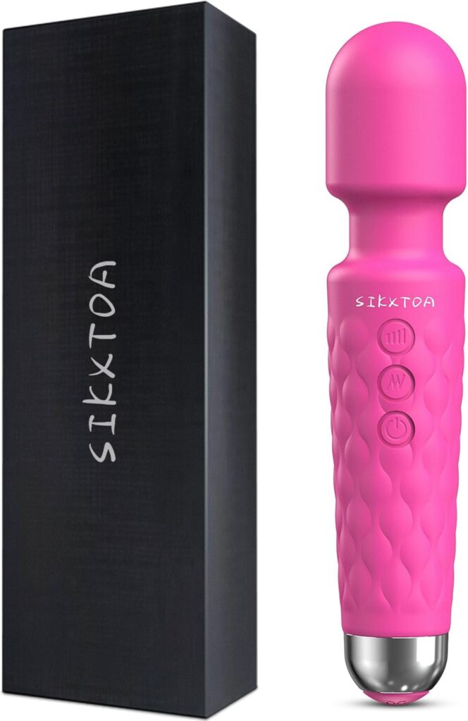 SIKXTOA Vibrator Wand, Female Adult Sex Toys, Vibrators for Her, Wand Massager, Clit Stimulator Sex Toy, Dildo, with 8 Speeds of Pleasure 20 Patterns, Powerful,Waterproof (Rose)