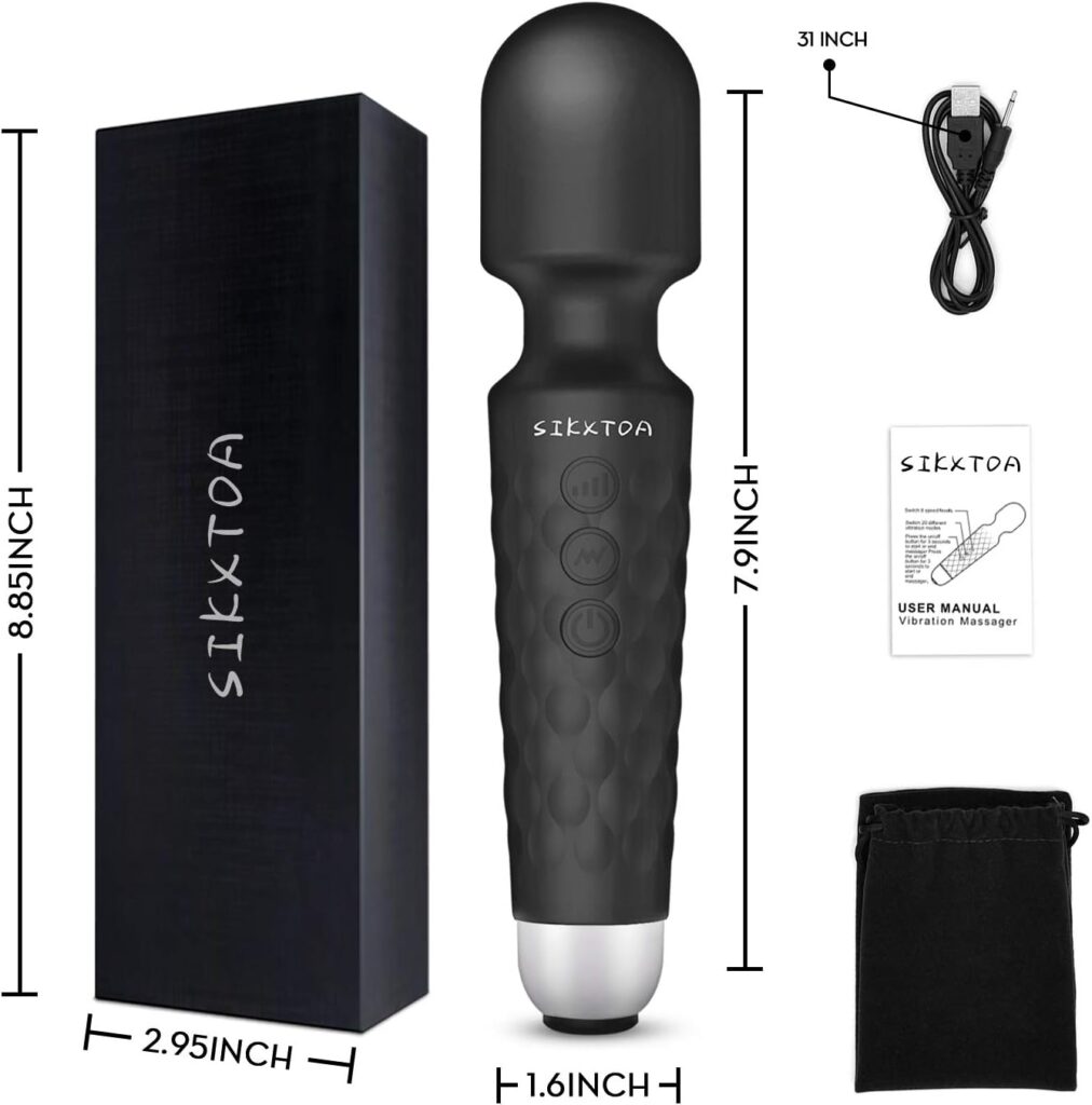 SIKXTOA Vibrator Wand, Female Adult Sex Toys, Vibrators for Her, Wand Massager, Clit Stimulator Sex Toy, Dildo, with 8 Speeds of Pleasure 20 Patterns, Powerful,Waterproof (Rose)