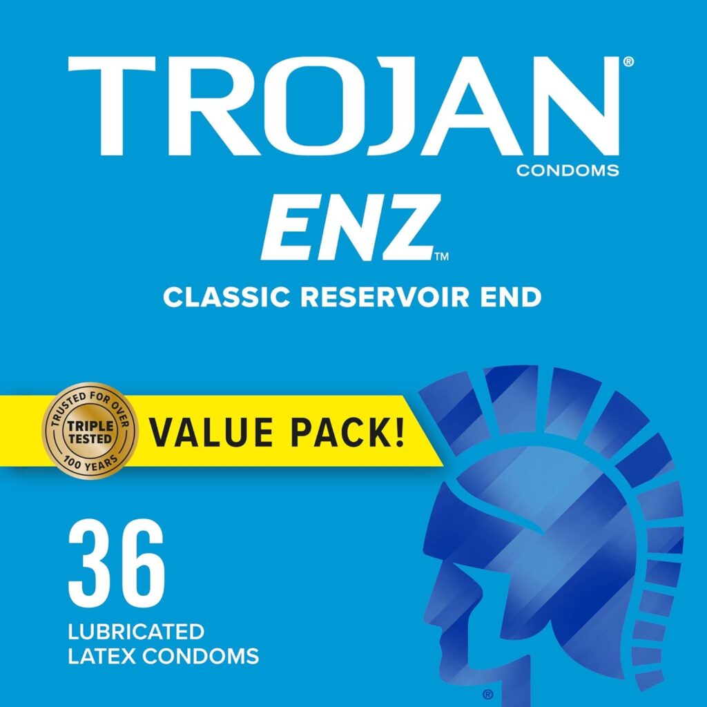 TROJAN ENZ Lubricated Condoms, Latex Condoms For Contraception and STI Protection, America’s Number One Condom, 36 Count Value Pack