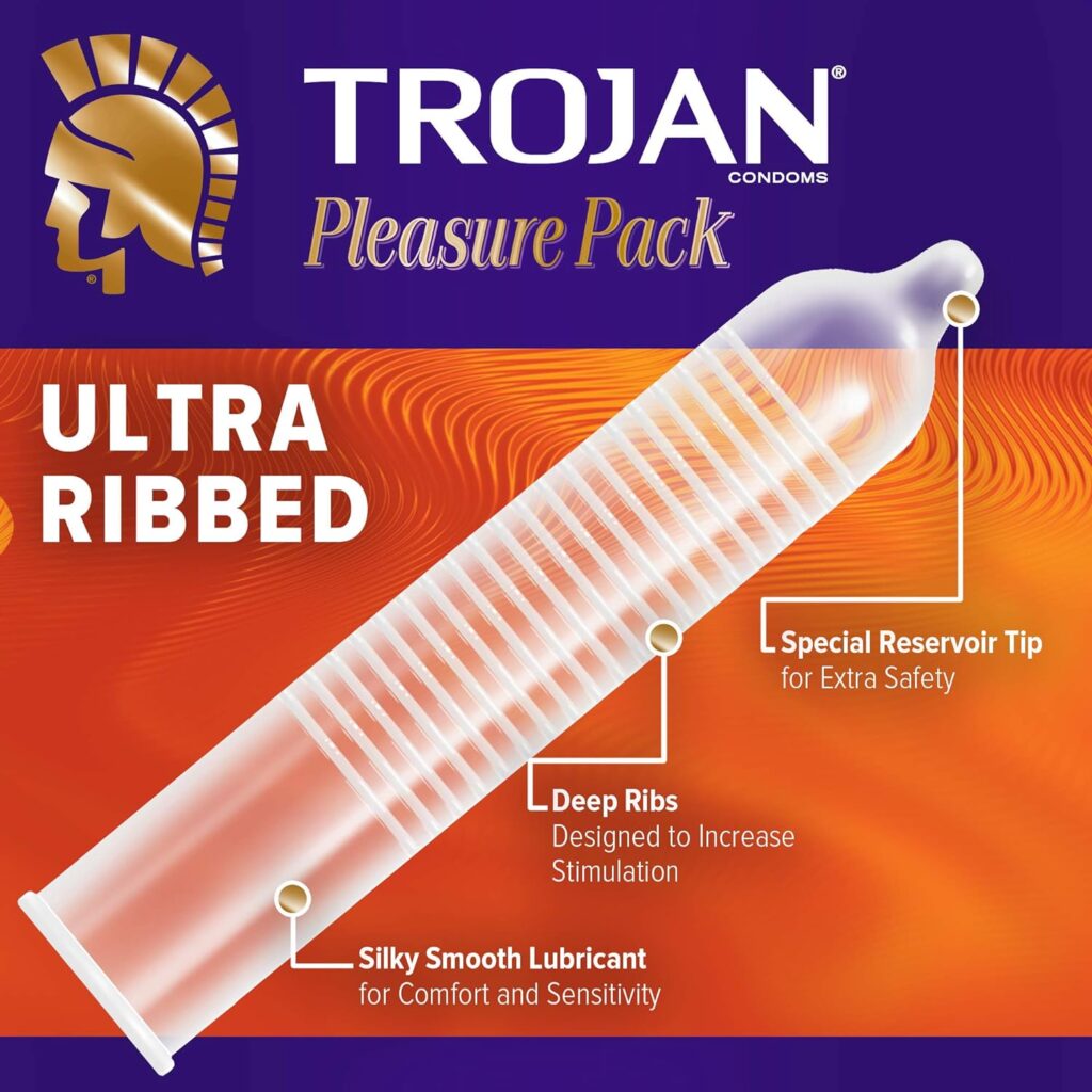 TROJAN Pleasure Pack Assorted Condoms, Lubricated Condoms Value Pack, 36 Count