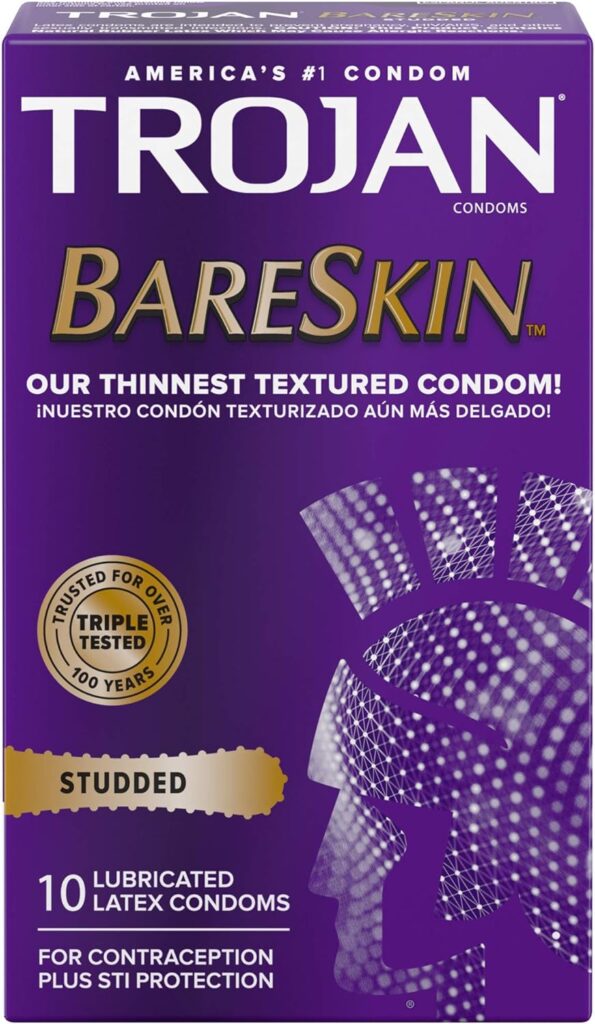 Trojan Studded Bareskin Lubricated Condoms - 10 Count