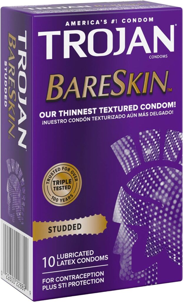 Trojan Studded Bareskin Lubricated Condoms - 10 Count