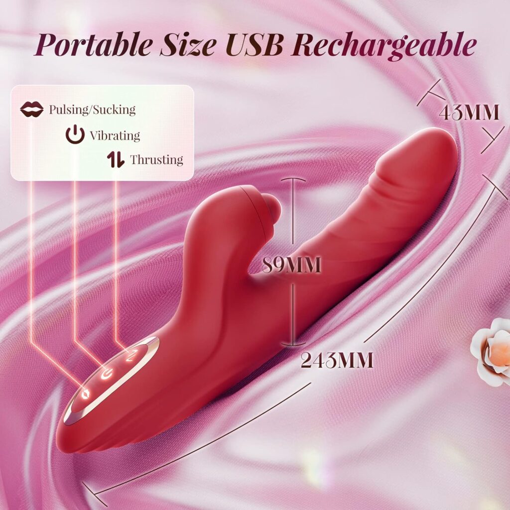 Vibrator Thrusting Dildo for Women - G Spot Vibrator Clitoral Stimulator Sex Toys Thrusting vibrator with 10 Vibration 7 Thrust Mode with Licking, Rabbit Vibrators Adult Sex Toy for Women and Couple