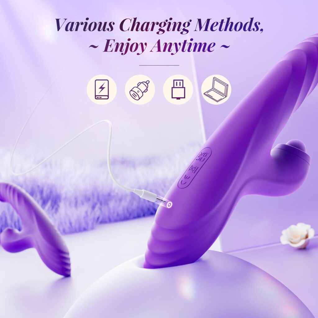 Vibrator Thrusting Dildo for Women - G Spot Vibrator Clitoral Stimulator Sex Toys Thrusting vibrator with 10 Vibration 7 Thrust Mode with Licking, Rabbit Vibrators Adult Sex Toy for Women and Couple